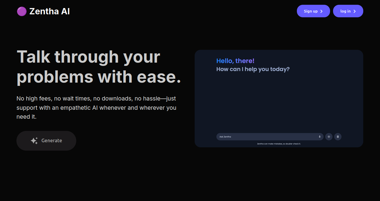Zentha AI Template Preview